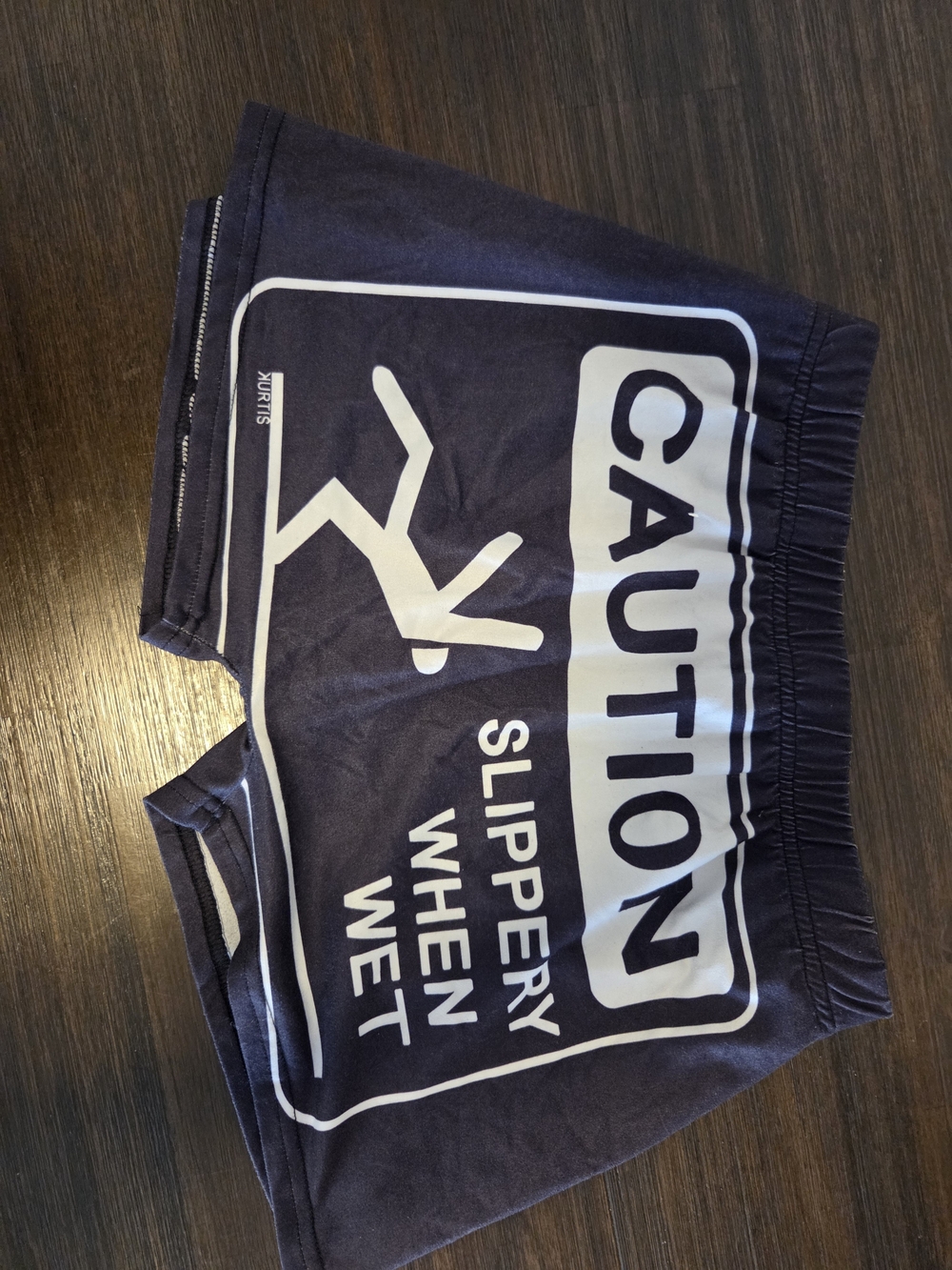 Caution Slippery When Wet Graphic Shorts - Navy & White